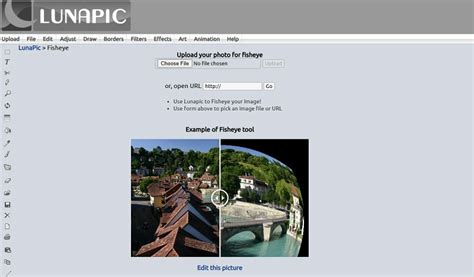 fish eye filter online|LunaPic .